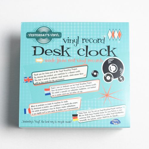 Vinyl Desk Clock with Stand - Retro Yellow & Green Design