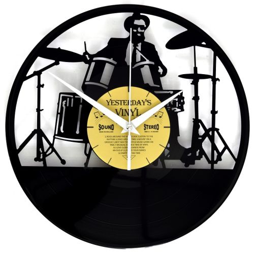 Vinyl Drummer Wall Clock - 30cms