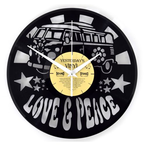 Vinyl Love and Peace Wall Clock - 30cms