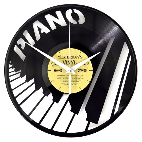 Vinyl Piano Wall Clock - 30cms