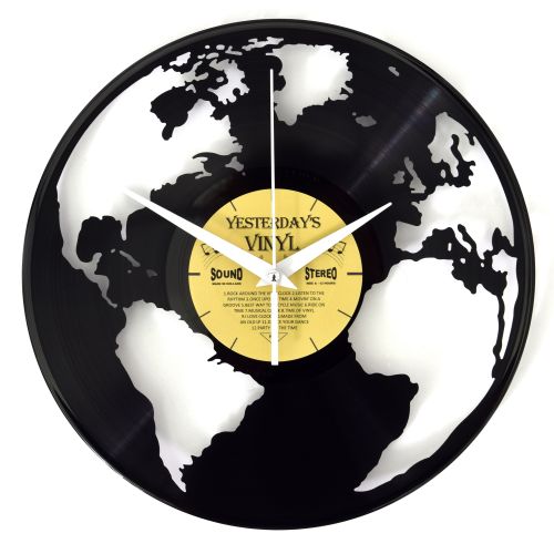 Vinyl World Globe Wall Clock - 30cms