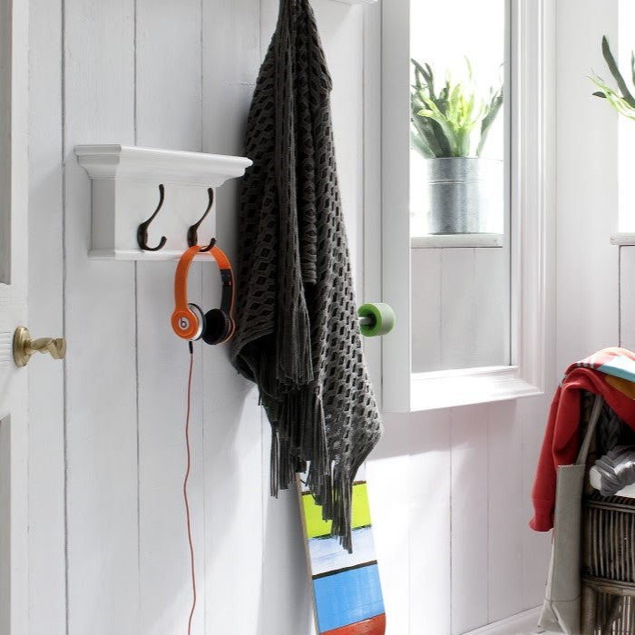 Wall-Mounted 2 Hooks Coat Rack White