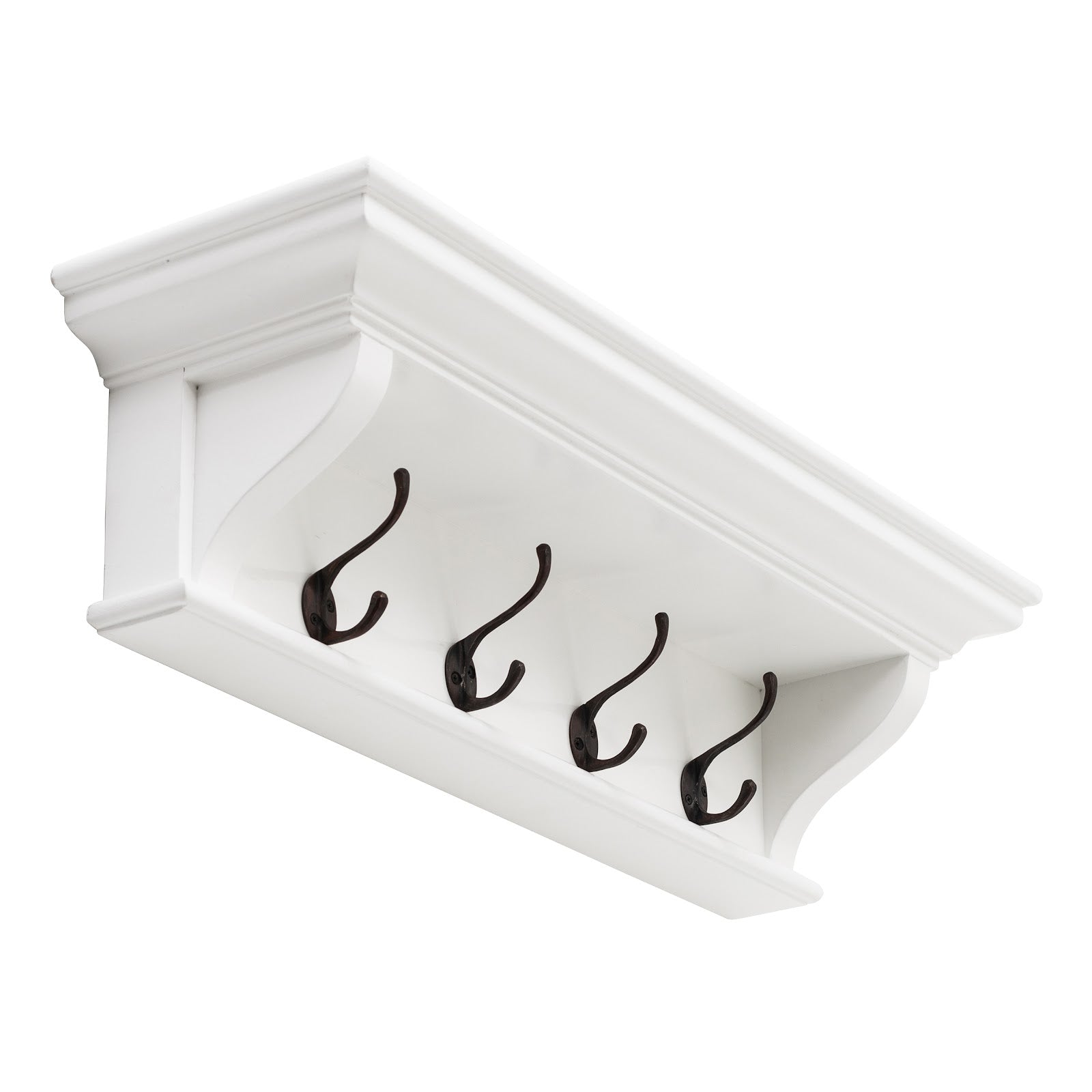 Wall-Mounted 4 Hooks Coat Rack White