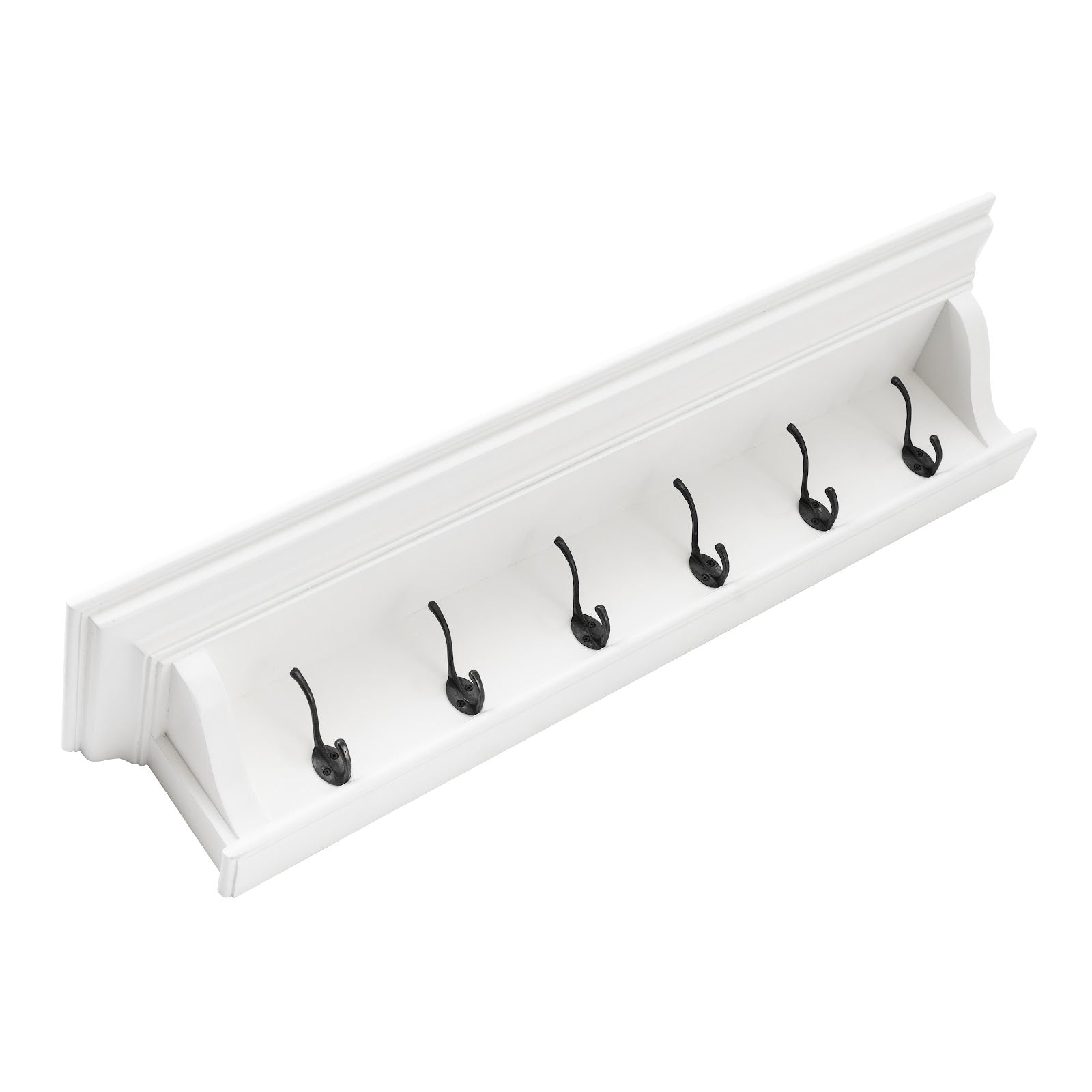 Wall-Mounted 6 Hooks Coat Rack White