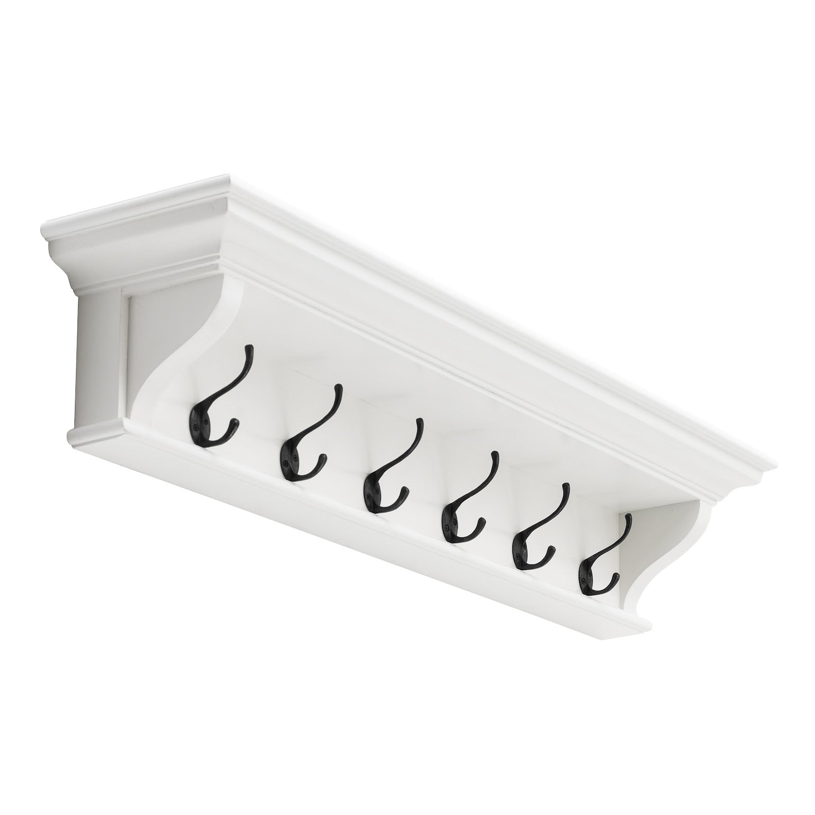 Wall-Mounted 6 Hooks Coat Rack White