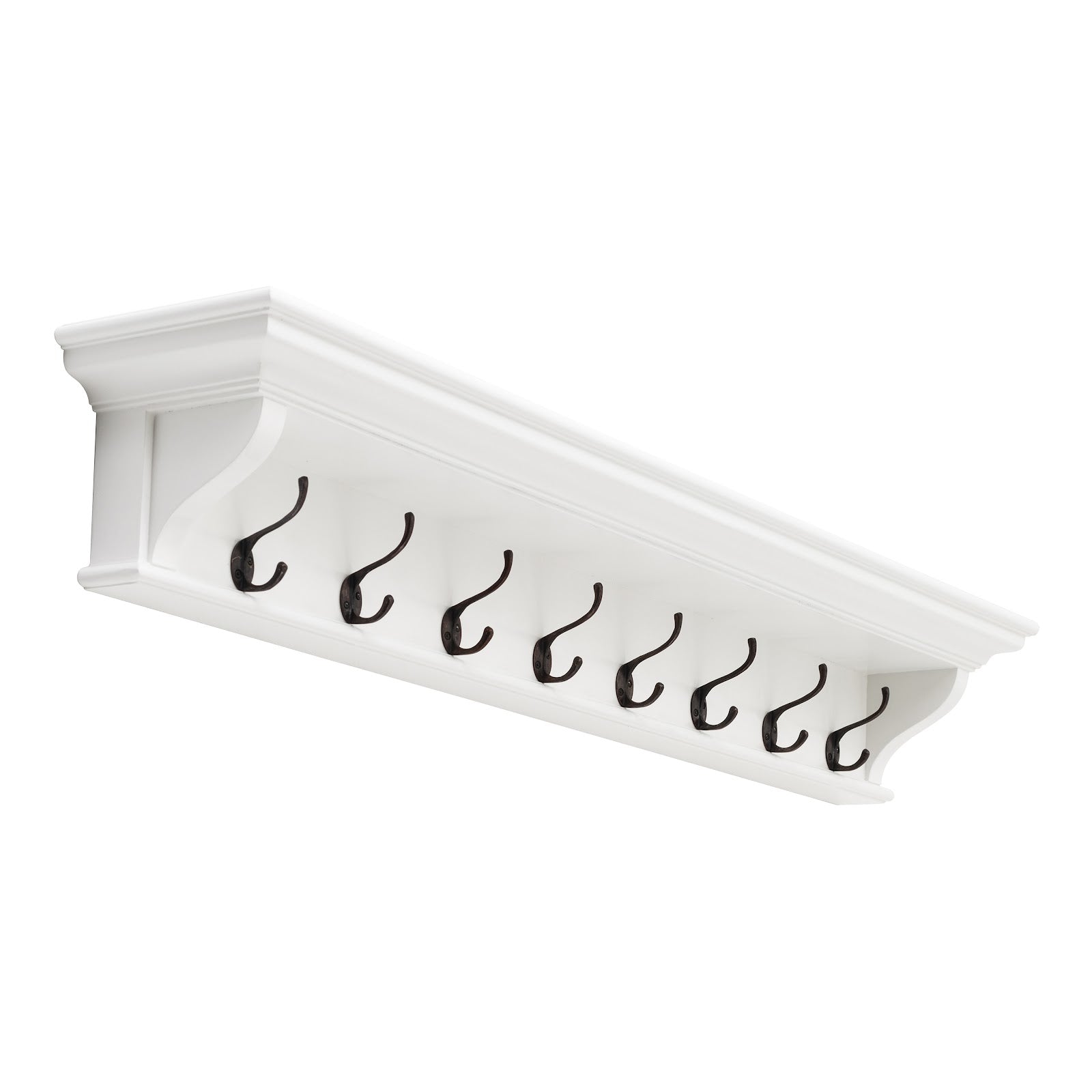 Wall-Mounted 8 Hooks Coat Rack White