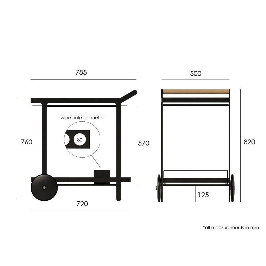 Cocktail Metal Bar Cart (Available in 4 colors)