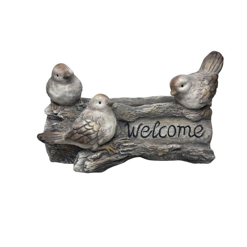 Welcome 3 Birds Planter Garden Decor