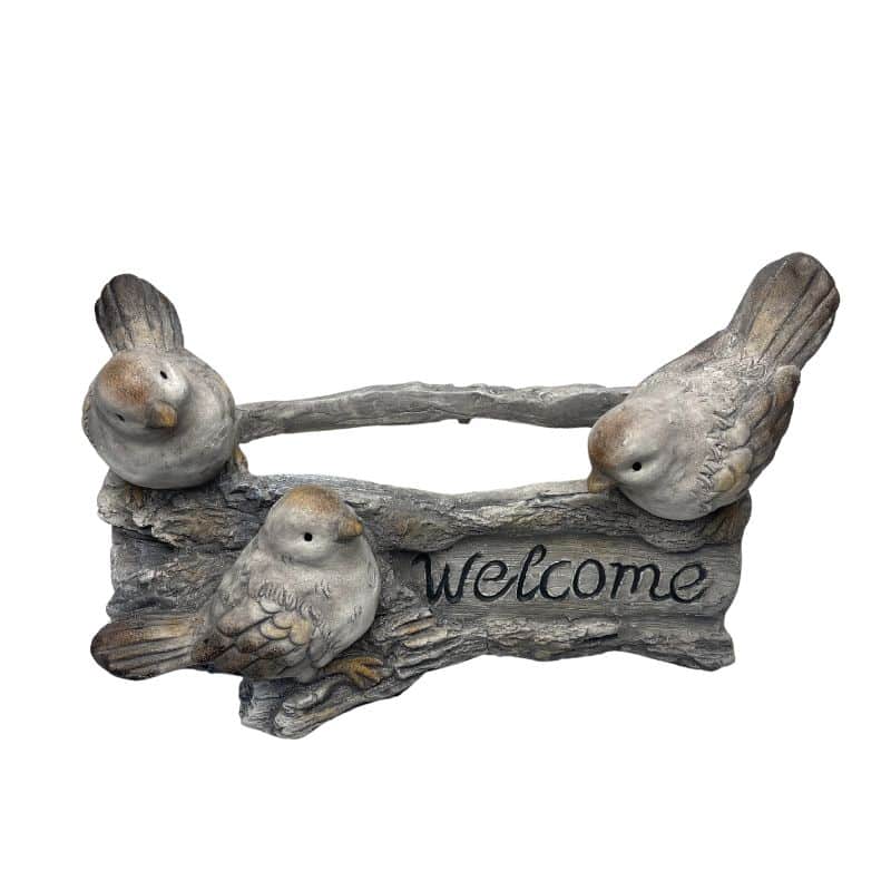 Welcome 3 Birds Planter Garden Decor