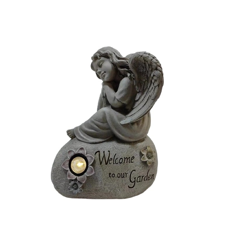 Welcome Angel with Solar Light Garden Decor