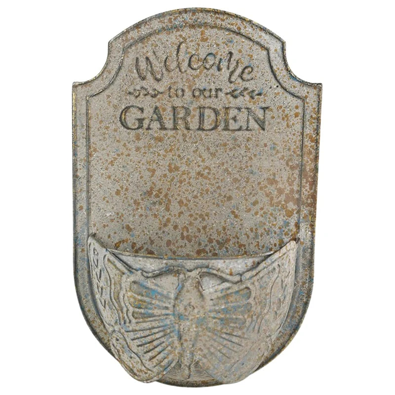 "Welcome to Our Garden" Butterfly Wall Planter