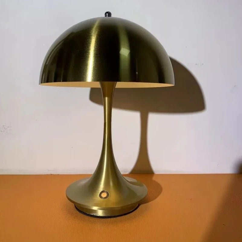 Whimsical Rechargeable Mushroom Lamp - Gold