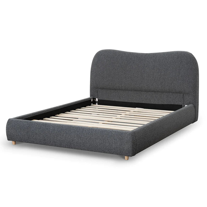 Whisper-Soft Bed Frame - Charcoal Boucle (Queen)