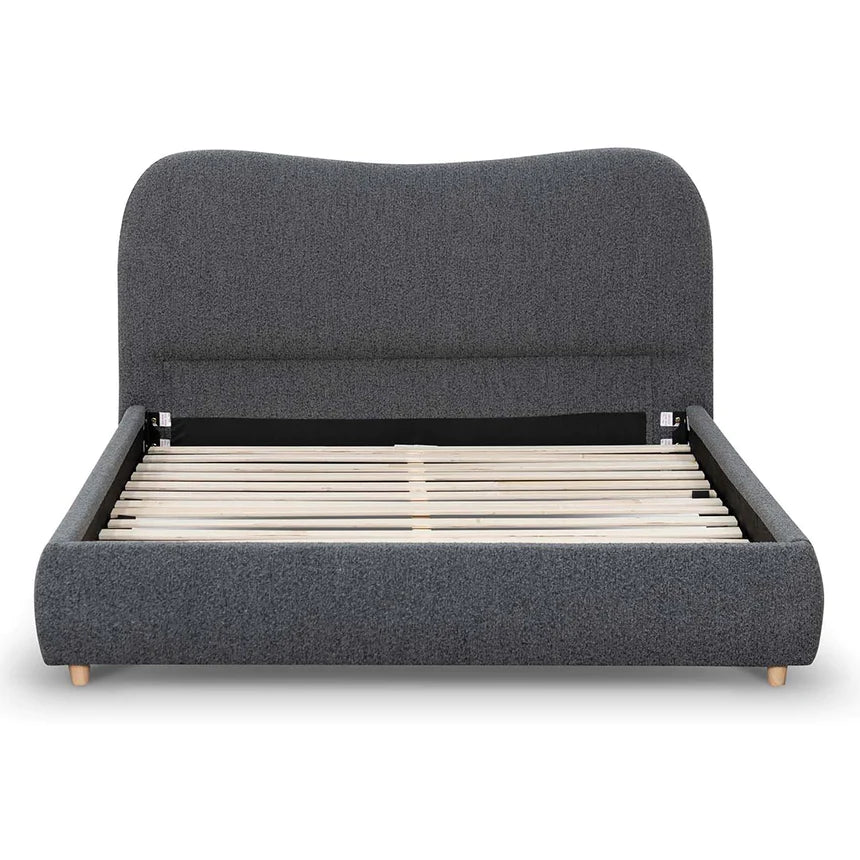 Whisper-Soft Bed Frame - Charcoal Boucle (Queen)