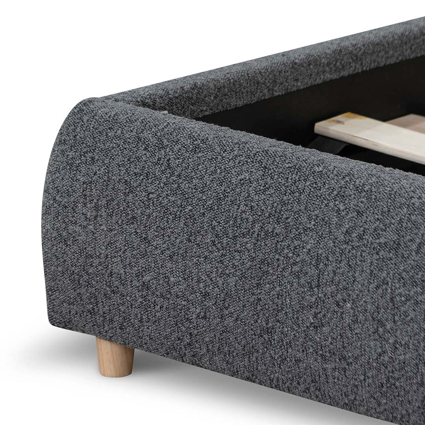 Whisper-Soft Bed Frame - Charcoal Boucle (Queen)