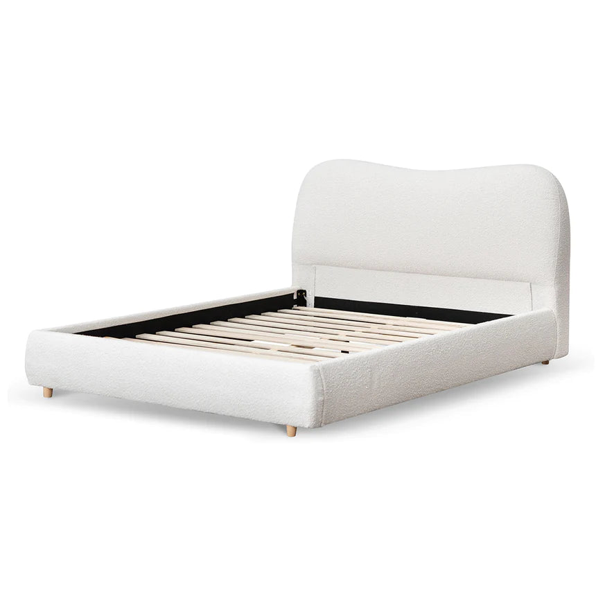 Whisper-Soft Bed Frame - Cream White (Queen)