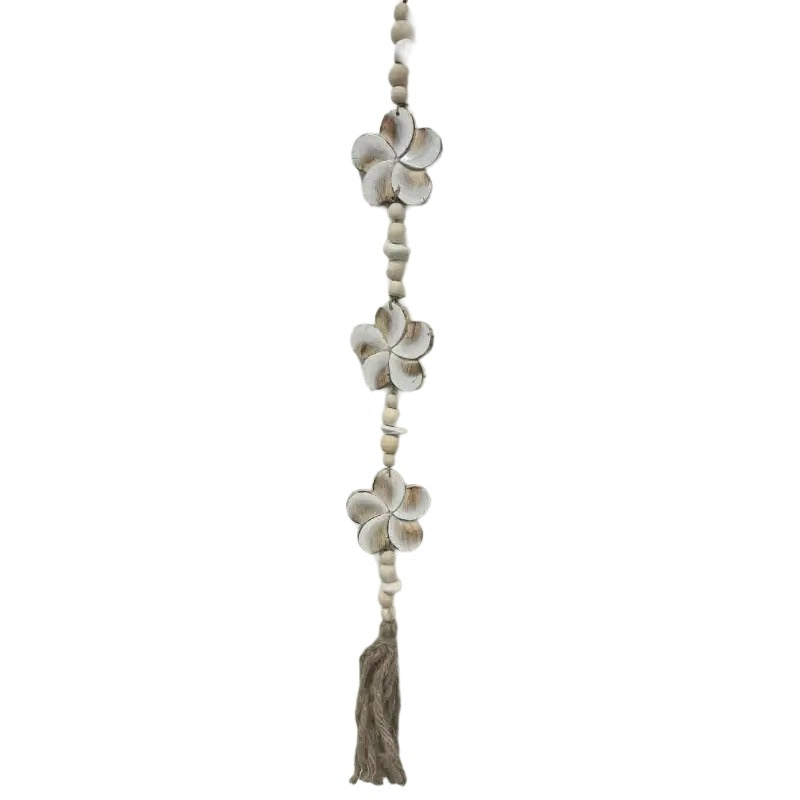 White Flowers with Beads Tassel Mobile - 9x2x90cms