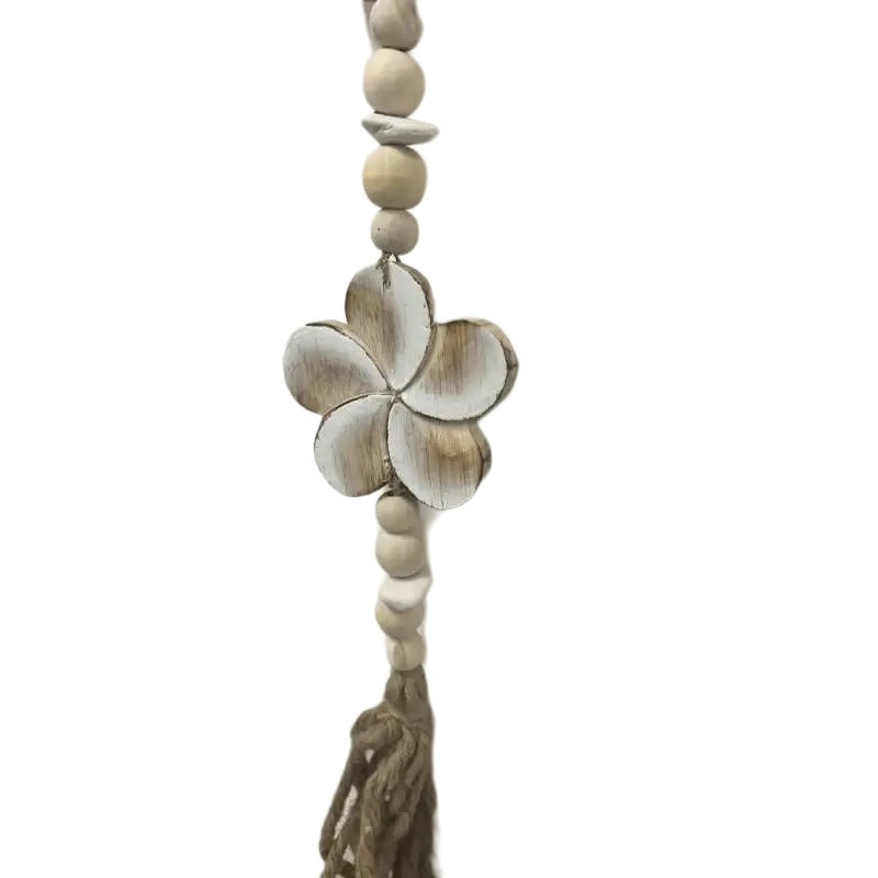 White Flowers with Beads Tassel Mobile - 9x2x90cms