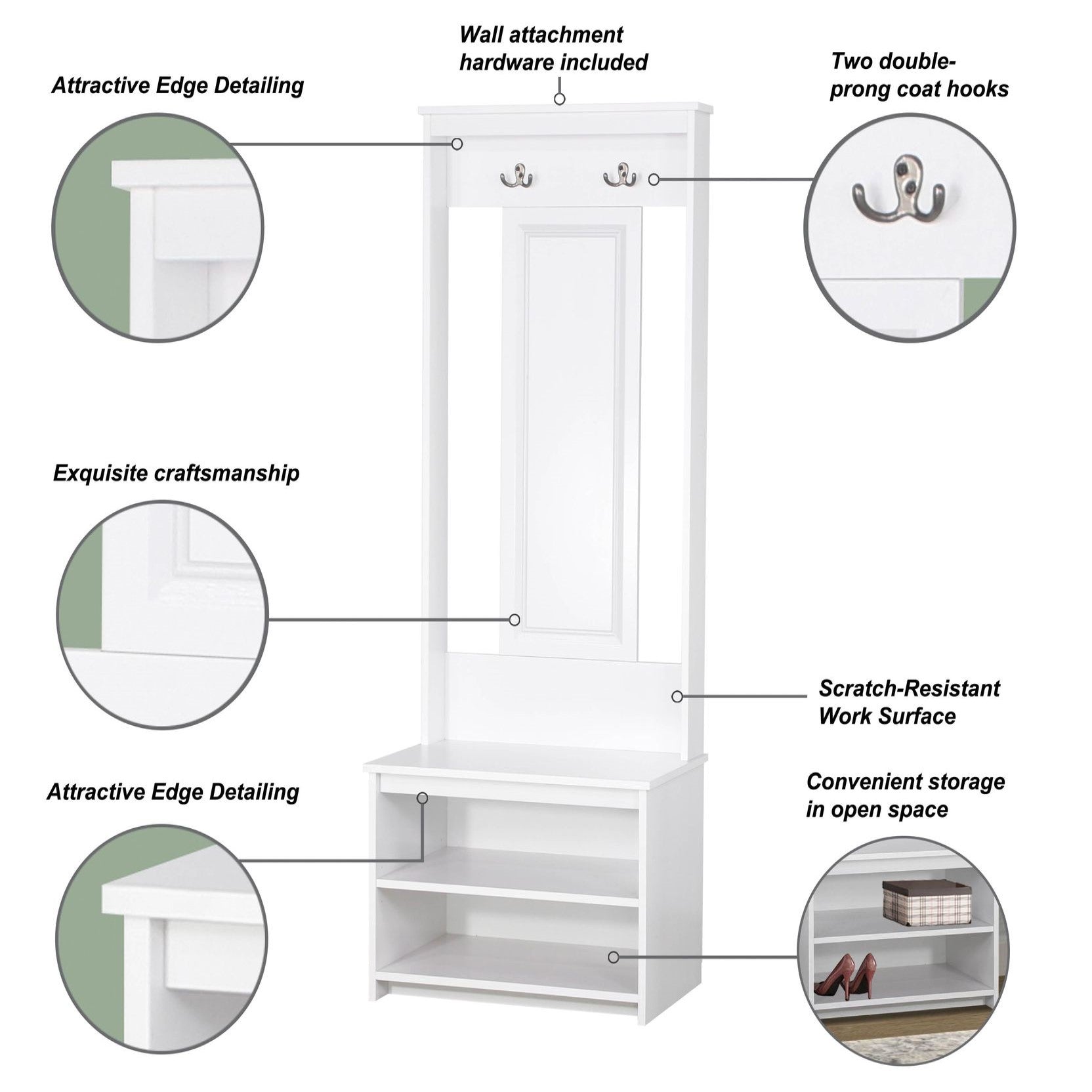 White Hall Tree for Organized Entry Spaces