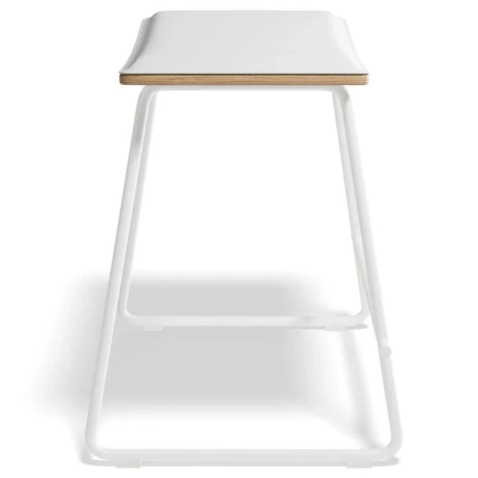 White Padded Seat Steel Base Low Stool