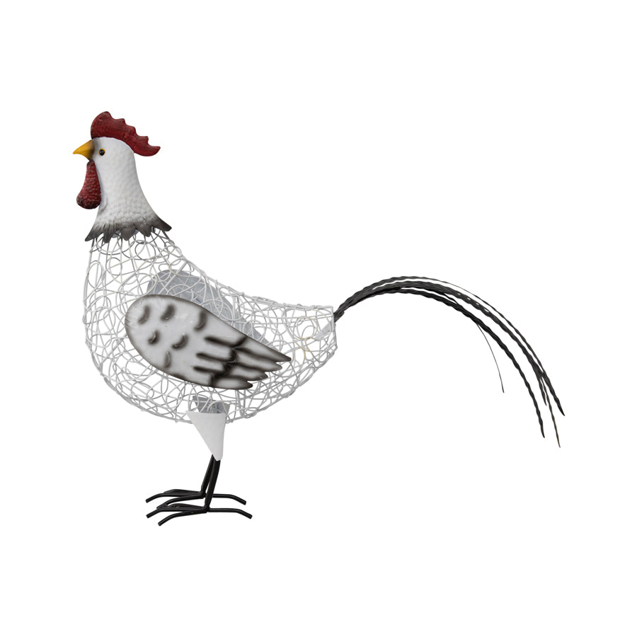 White Wire Chook Garden Decor - 56.5x14x49.5cms