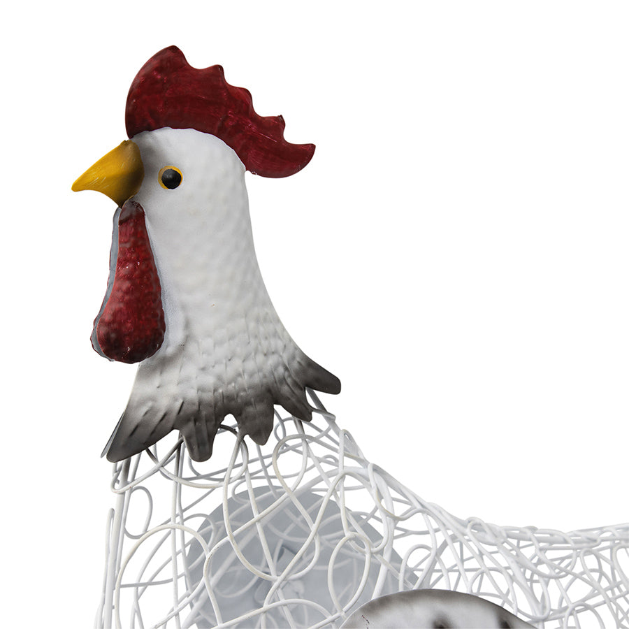 White Wire Chook Garden Decor - 56.5x14x49.5cms