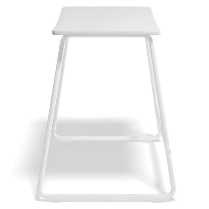 White Wooden Steel Low Stool 47cms