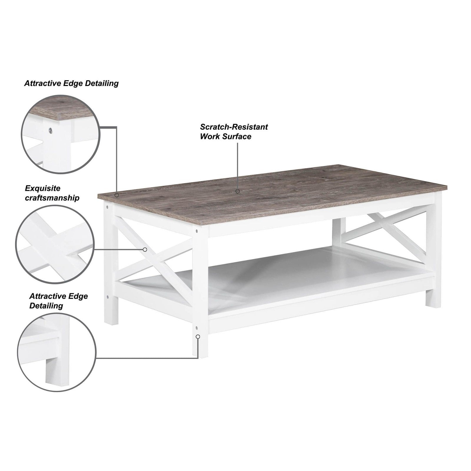 White and Grey Coffee Table for Trendy Living