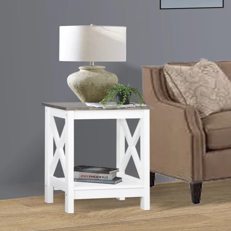 White and Grey Side Table for Trendy Living