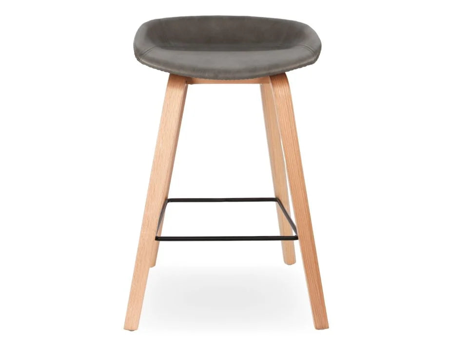 Wholesome Wood Leather Seat High Stool (Available in 3 Colors)