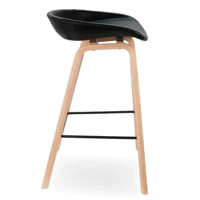 Wholesome Wood Leather Seat High Stool (Available in 3 Colors)