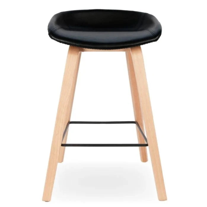 Wholesome Wood Leather Seat High Stool (Available in 3 Colors)