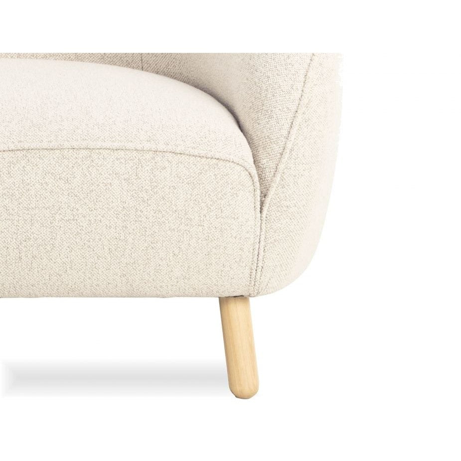 Willow 3 Seat Sofa - Oak - Ivory Cream Fabric