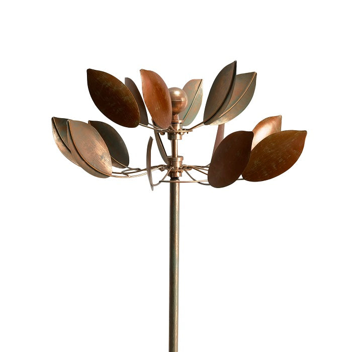 Two Layer Leaves Garden Wind Spinner - Bronze