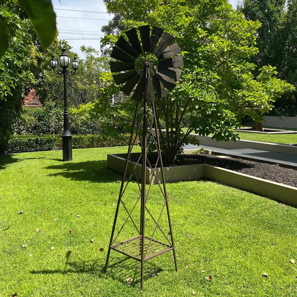 Windmill with Shelf Sculpture Garden Decor