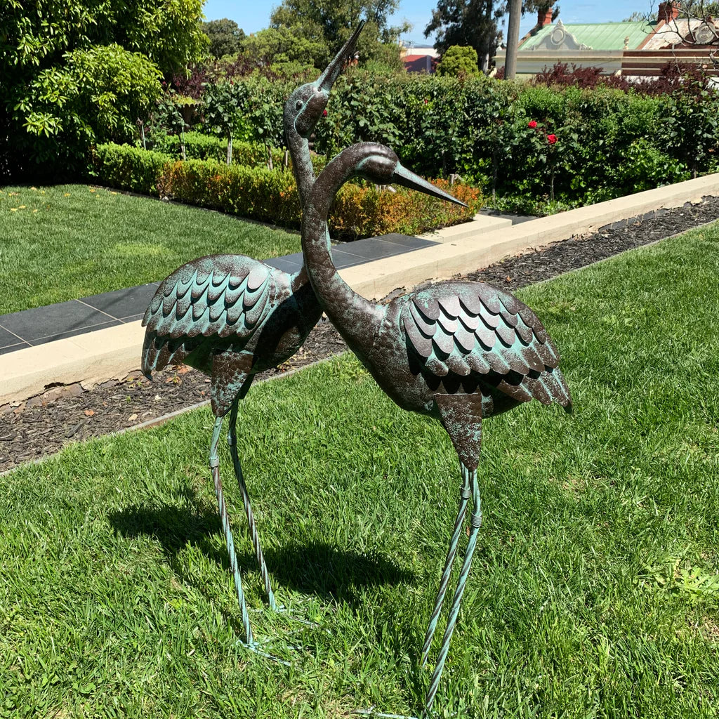 Wings of Serenity Metal Crane Garden Decor - Set of 2