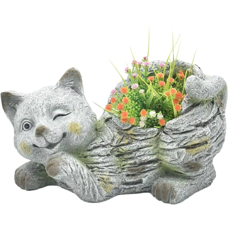 Winking Cat Planter with Hole Plug