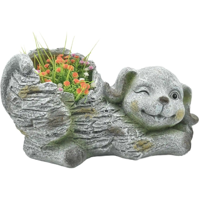 Winking Dog Planter with Hole Plug