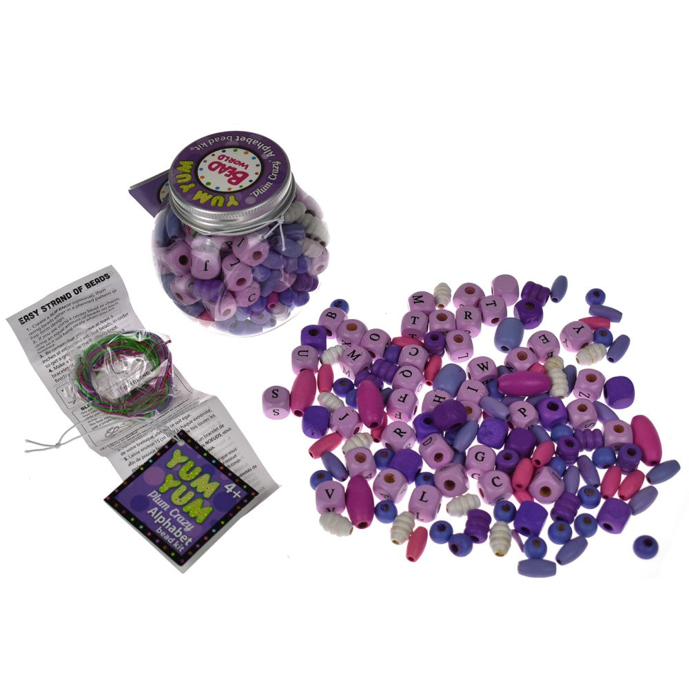 Wooden Alphabet Beads Craft Kit - Purple Plum Crazy