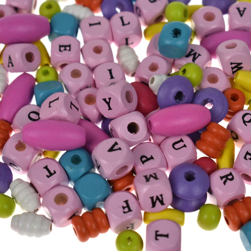 Wooden Alphabet Beads Craft Kit - Orange Jazz Berry