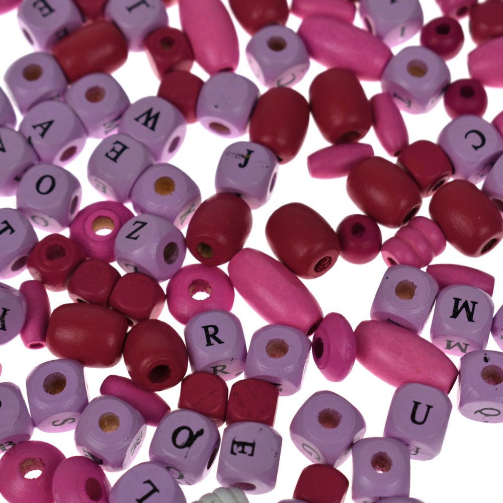 Wooden Alphabet Beads Craft Kit - Pink Sugar Berry