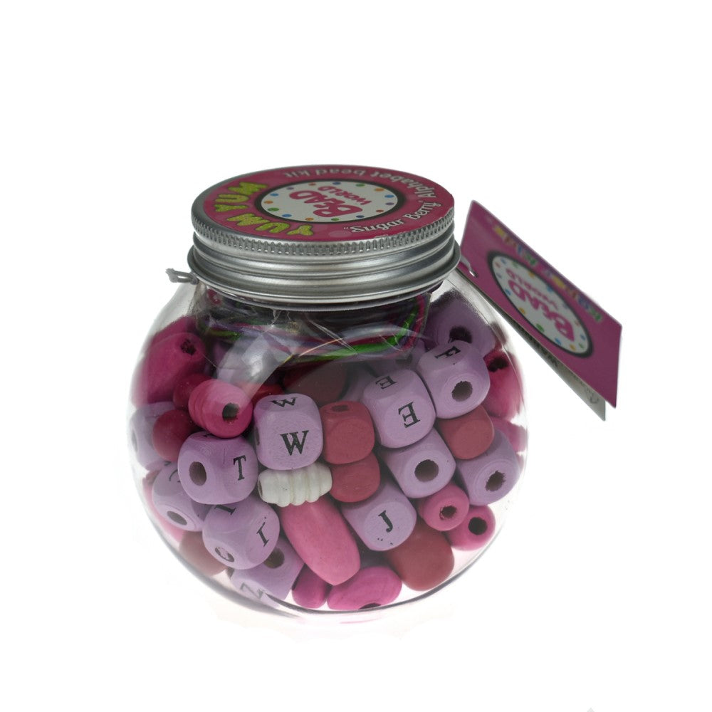 Wooden Alphabet Beads Craft Kit - Pink Sugar Berry