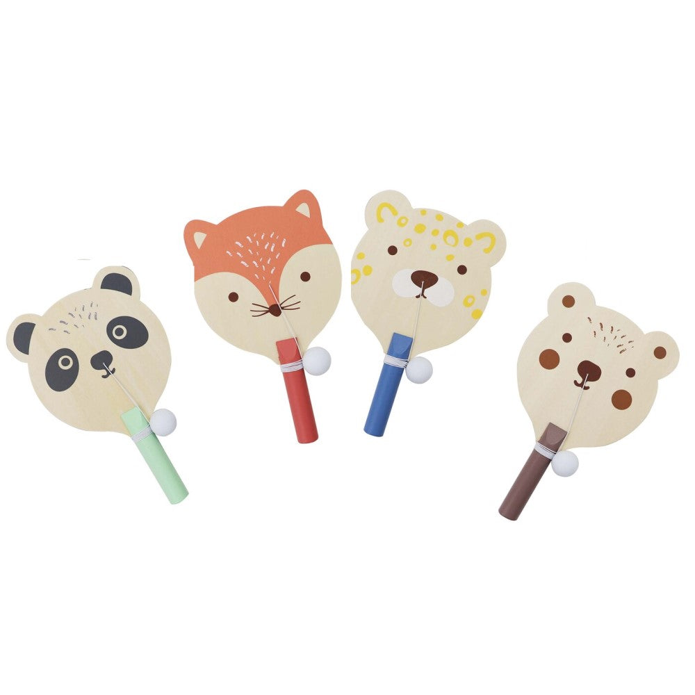 Wooden Animal Paddle Ball Game Set of 4 (Bulk Buy)