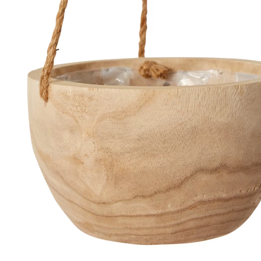 Wooden Argus Hanging Bowl Plant Pot - Available in 2 Sizes