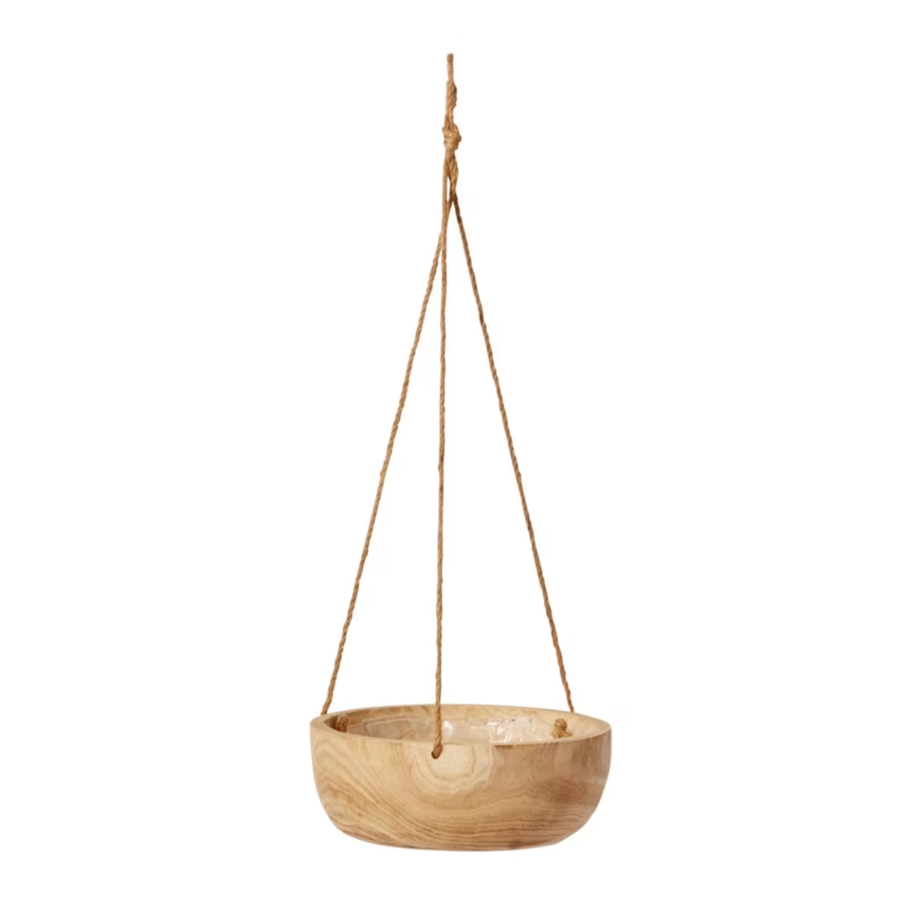 Wooden Argus Hanging Bowl Plant Pot - Available in 2 Sizes