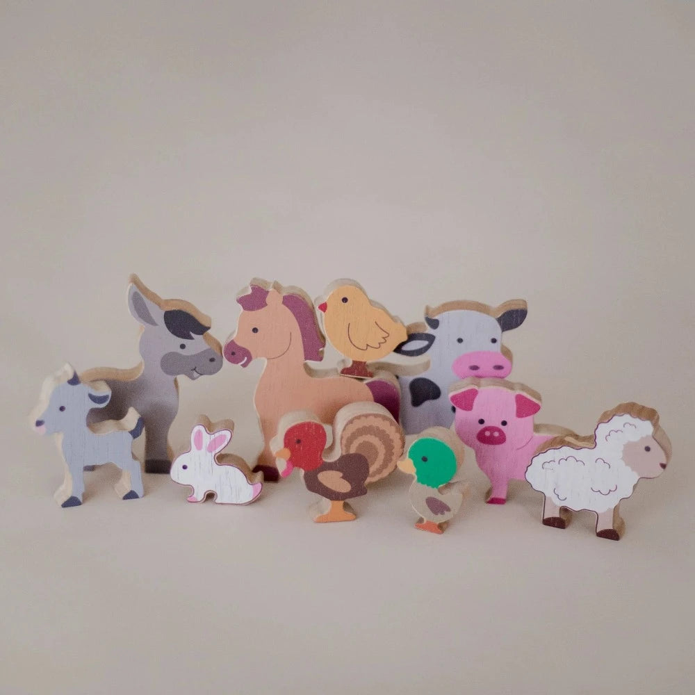 Wooden Baby Farm Animal Set - 10 Pieces