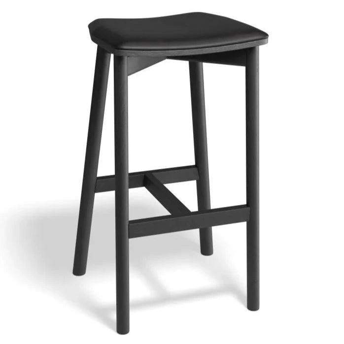 Wooden Black Padded Backless Stool (Available in 2 Sizes)