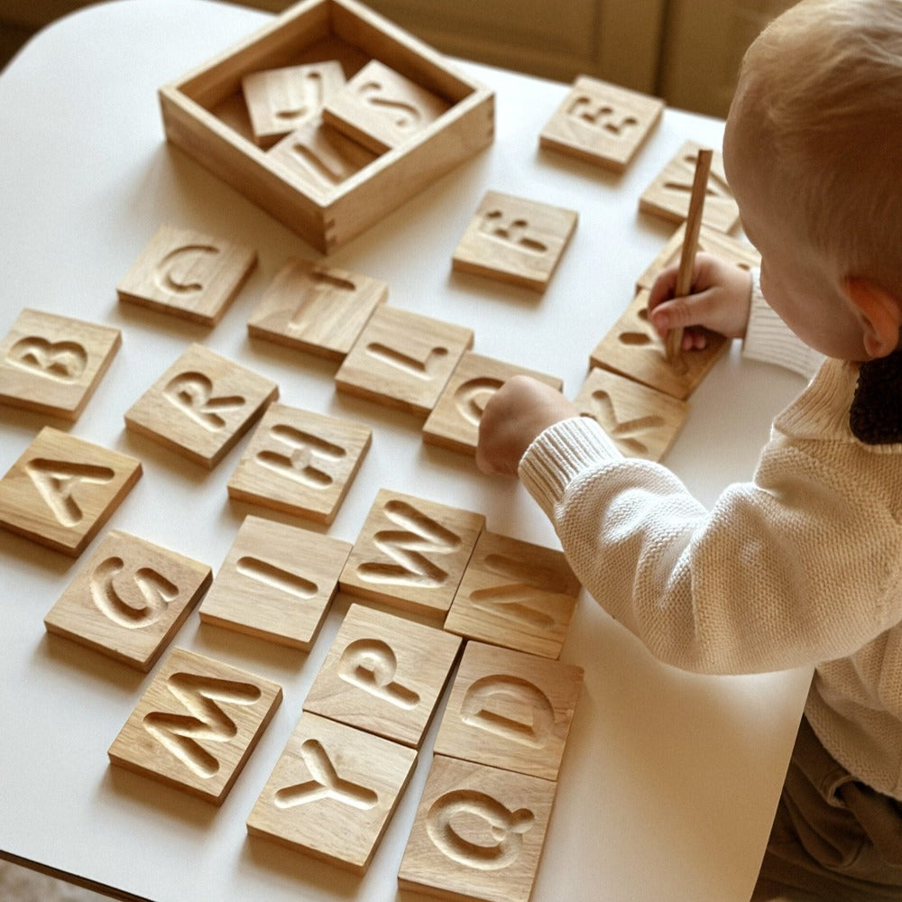 Wooden Capital Letter Spelling Tiles