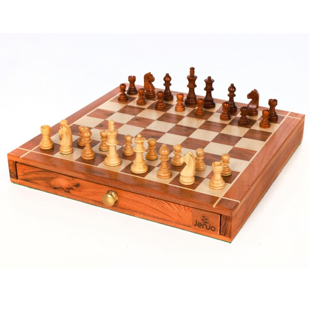 Wooden Chess and Checker Board Set