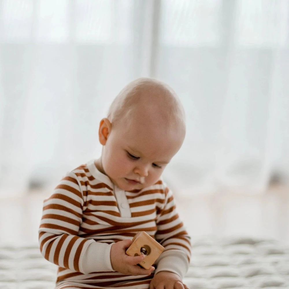 Wooden Cube Baby Rattle